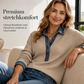Långärmad patchwork-stickad topp med jeanskrage för damer