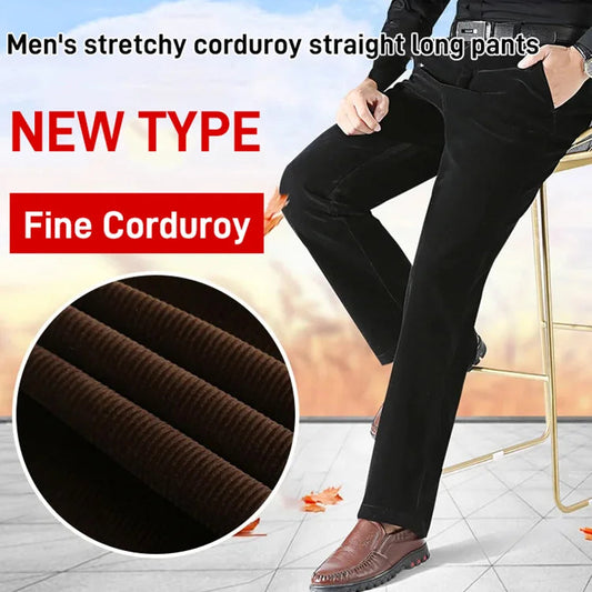 Мъжки разтегливи велурени прави дълги панталониorduroy Straight Long Pants