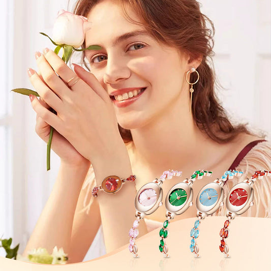 ⌚👑Дамски часовник с гривна с цветни циркони