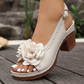 🌺Дамски 3D сандали с отворени пръсти и дебел ток с флорален мотив👡