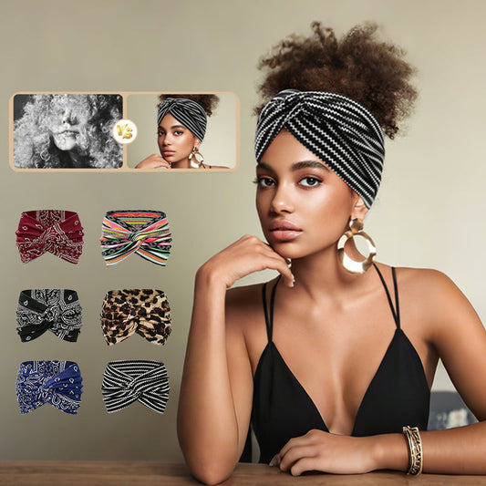 ✨Купи 1 и получи 1 безплатно✨Широка лента за коса с принт и възел за жени🎀