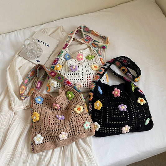 Плетена етническа раница за рамо – Ръчно изработена и в бохемски стил 🧶🌺