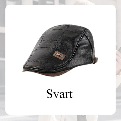 Mäns Trendiga PU-Läder Platt Hatt