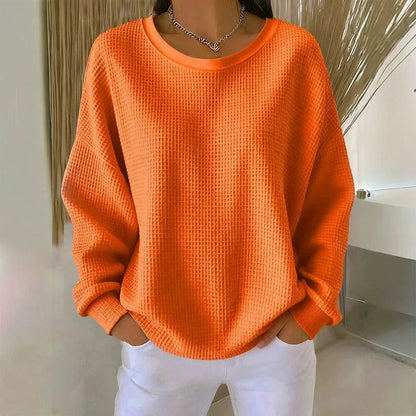 Stilren Varje Dag – Mjuk Våffelstickad Pullover för Dam