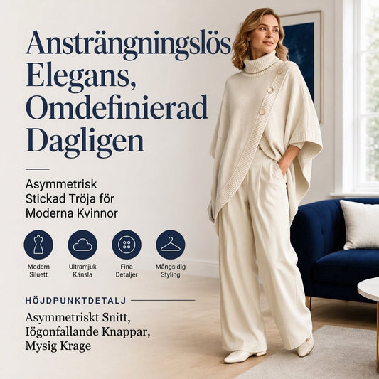 Flickors Asymmetrisk Turtleneck Poncho Stickad Tröja
