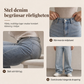 Dam jeans med retro hög midja och breda ben, draperande golvlånga byxor