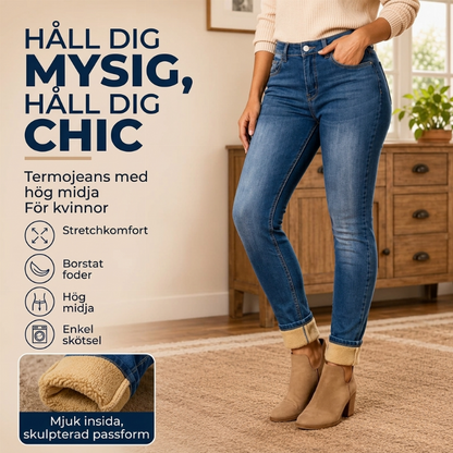 Supervärmande 🥰 Perfekt för kallt väder ❄️ Damjeans i stretch med fleecefoder och hög midja