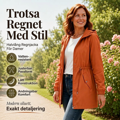 🔥 50% RABATT! Vindjacka med huva i mellankängd för kvinnor