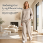 🌷 Tvådelat randigt stickat set för damer för höst och vinter: avslappnad långärmad tröja + byxor med vida ben