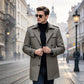🧥 Medellång trenchcoat för herr med avtagbart foder