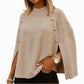 ✨ Ny kollektion 🤍 Stickad poncho-tröja med knappar för damer – elegant lager-på-lager-look, mjuk komfort och tidlös stil