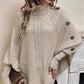 Dam Elegant Hög Hals Asymmetrisk Fåll Cape Tröja