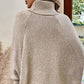 Dam Elegant Hög Hals Asymmetrisk Fåll Cape Tröja